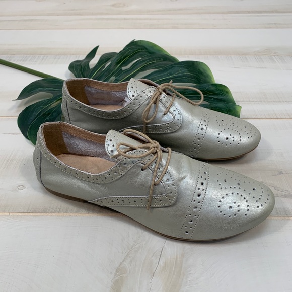 Sheridan Mia Praha Silver Leather Tie Oxfords 39 - Picture 5 of 10